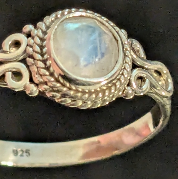 🆕 Artisan Rainbow Moonstone Ring Solid Sterling Silver Ring Size 11 - Picture 11 of 13